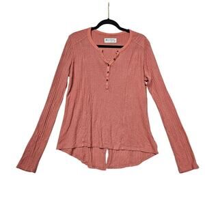 Aventura Large Lightweight Knit Fair Trade Linen Cotton Long Sleeve Salmon